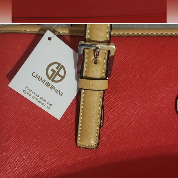 Giani Bernini Red/Tan Saffiano Domed Satchel NEW - Picture 3 of 8